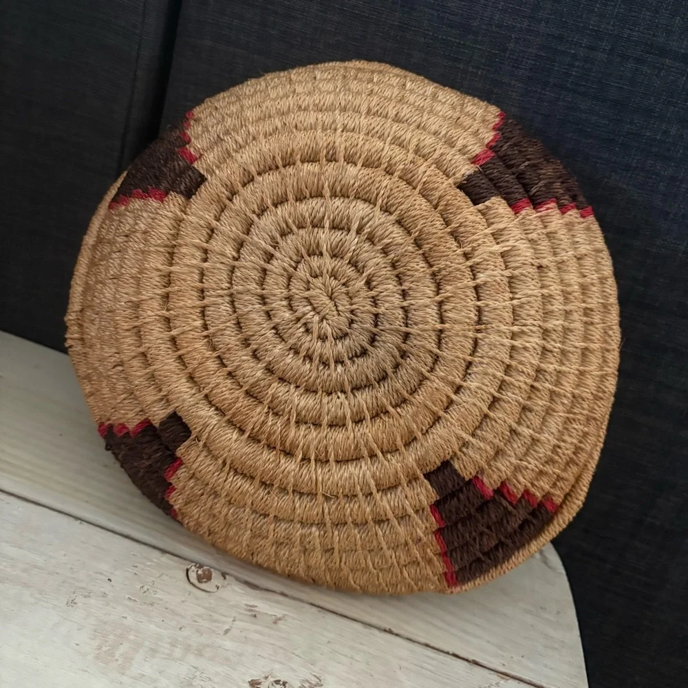 Handmade Coil Woven Twine Basket Santa Fe Style Native American Bowl